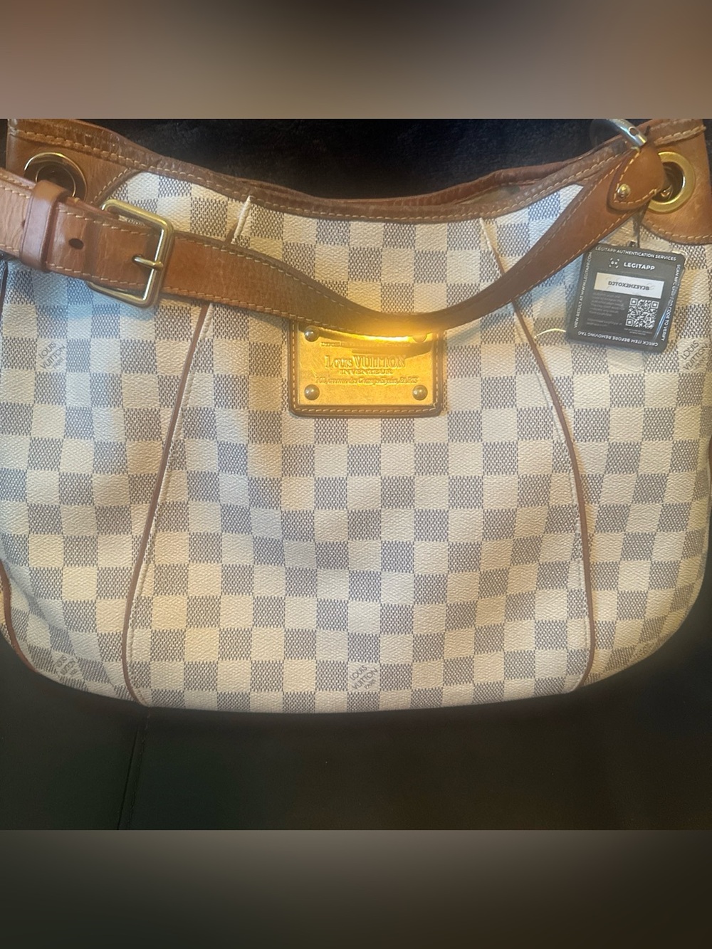 Louis Vuitton Galliera Damier Azur PM Shoulder Hobo Bag with COA